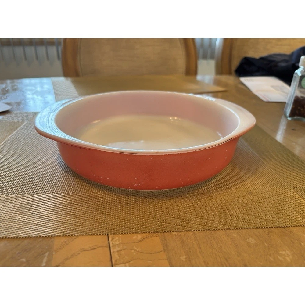 Pyrex Pink 221 Round Baking Dish Pie Cake Pan 8" USA Vintage Casserole 1950s 60s