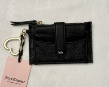 NWT Juicy Couture Black Heartless Tab Elongated Credit Card Case ID Wallet