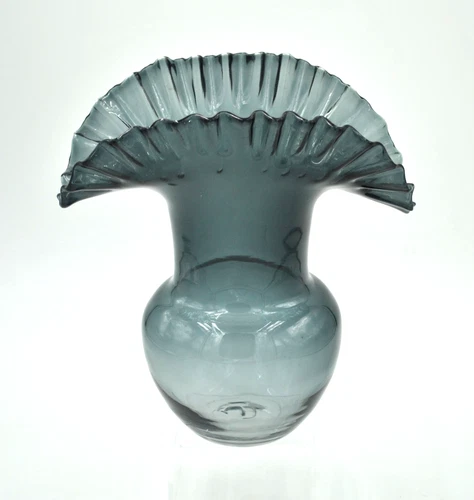 Vintage Blenko Glass Vase - Design #390 - Charcoal