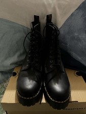 Dr. Martens Black Leather Combat Lace-Up Boots Round Toe Unisex US 7 NIB