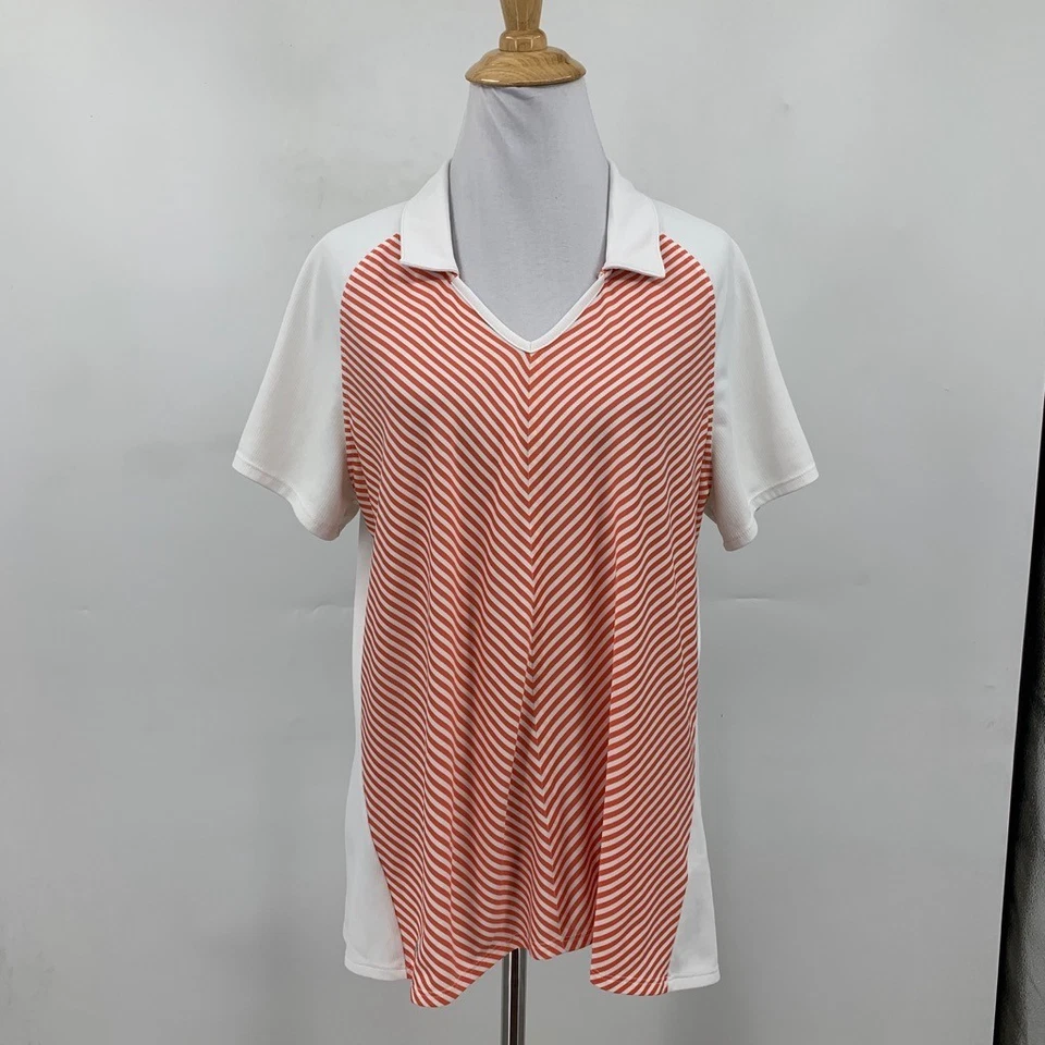 Adidas Polo Mujer XL Extra Grande Multi ClimaChill Rayas Rendimiento Golf Foto 2 de 4