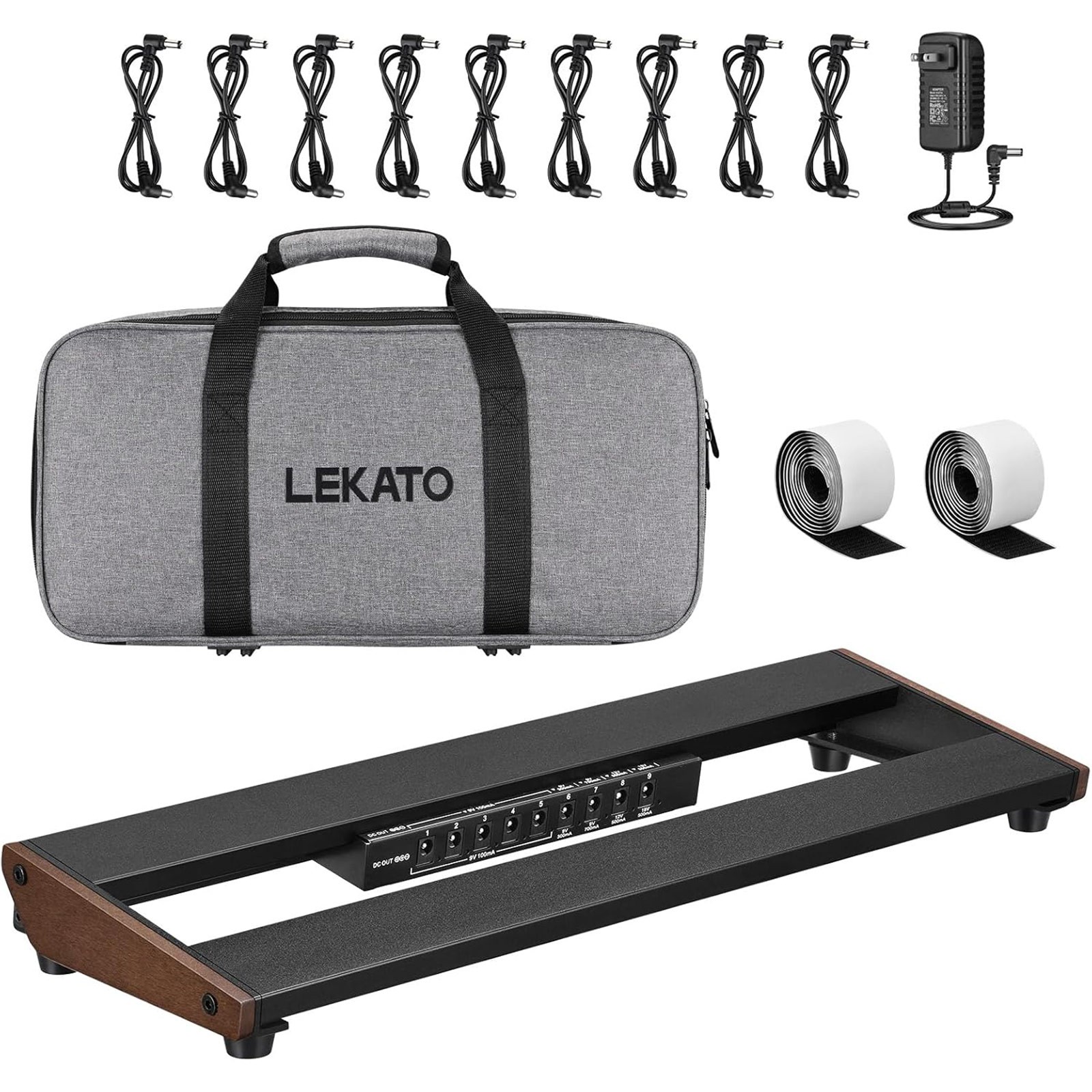 LEKATO Guitar Pedal Board with Built-in Power Supply 9 Outpu