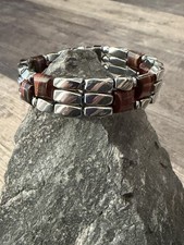Silver Magnetic Hematite Bracelet Anklet Necklace w Red Tigers Eye Gemstone