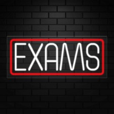 Exams Neon Sign for Retail Displays | LED Flex Neon | 24"W x 10"H x 1"D