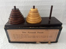 Disc Pyramid Puzzle Vintage Wooden Puzzle W/original Box Made In Japan