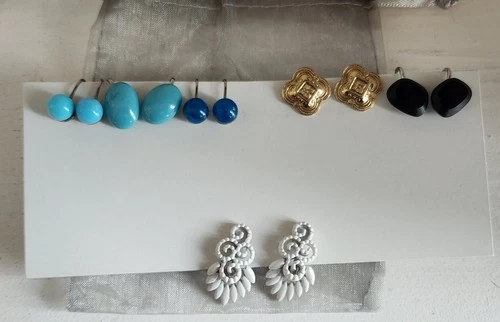 Vintage Bakelite Clip-On Earrings Monet  Costume Jewelry 6-pairs Lot6