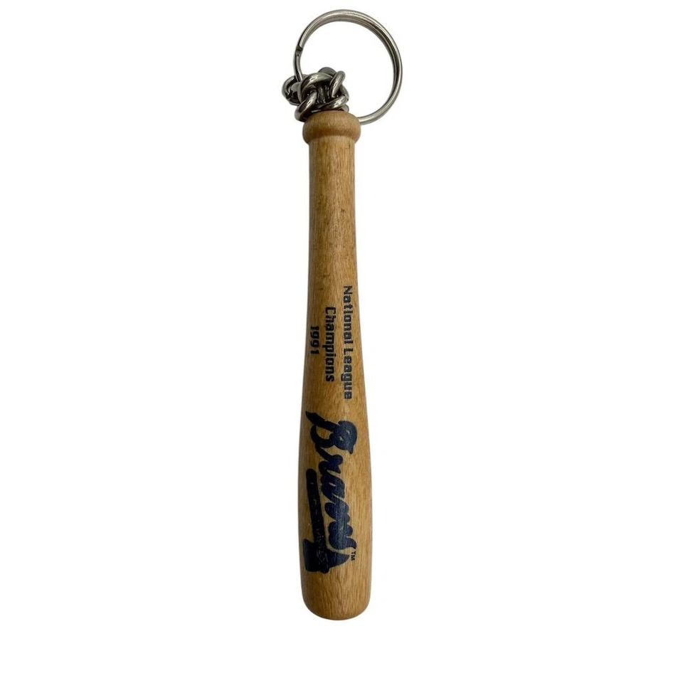 1991 Atlanta Braves NL Champions Mini Baseball Bat Keychain Vintage - Image 4 of 4
