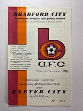 Bradford City v Exeter City;  4th September 1974