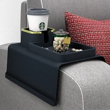 Couch Tray Sofa Arm Cup Holder Tray Coaster Holder Silicone Anti-Spill and An...
