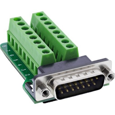 D-Sub 15 Terminalblock Stecker | 2-reihig | Schraubklemme