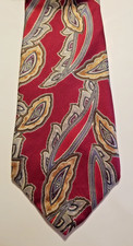 Halston III Men's Necktie Maroon Paisley Italian Silk Made In USA