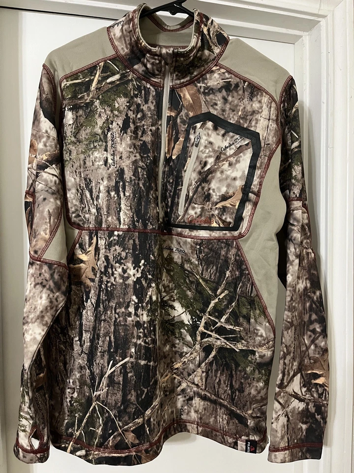 Cabela’s Camo 1/4 Zip Pullover Long Sleeve Men’s Med  Fleece Inner - Image 2 of 4