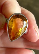 Citrine natural stone Ring set in 925 Sterling Silver, Size 8 2651 