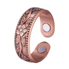 1/2pcs Copper Magnetic Ring Arthritis Therapy Flower Adjustable Ring