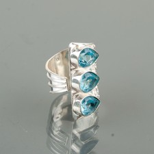 Blue Topaz Gemstone 925 Sterling Silver Ring Handmade Jewelry Ring Gift For