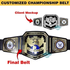 Grand 3D Tag Team Style Wrestling Championship Belt 8mm Zinc - Grain Texturt