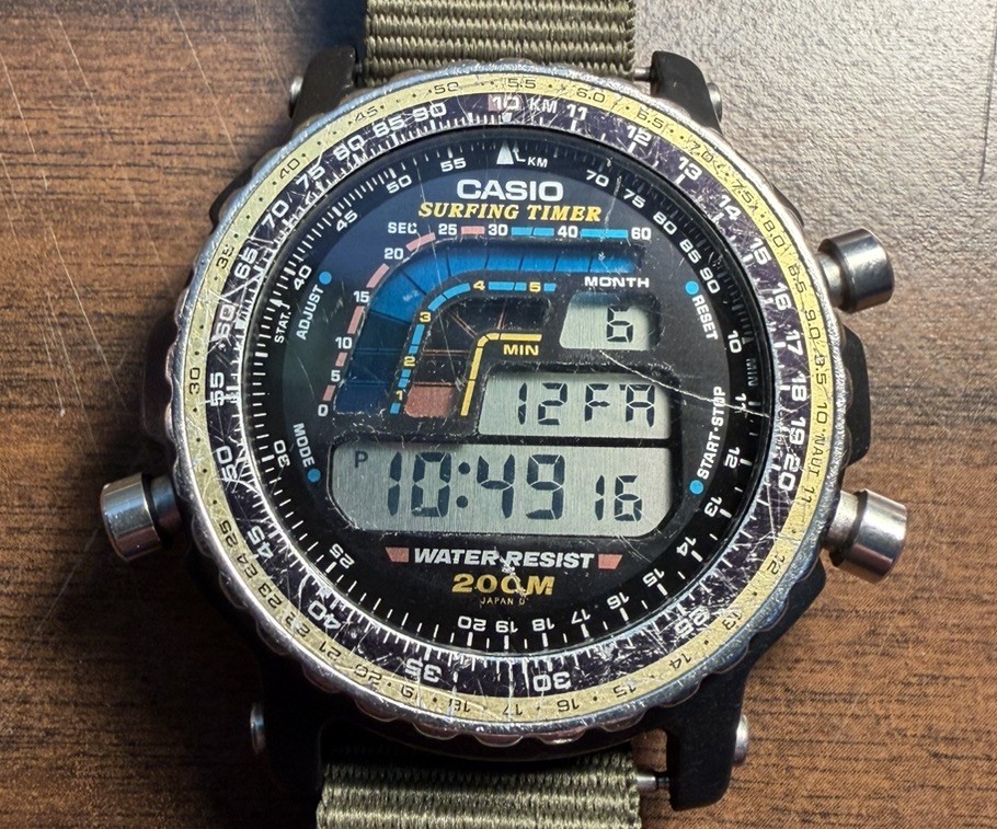 CASIO カシオ サーフィンタイマー DW-403 ジャンク品 Casio DW 403 Module 906 Surfing Timer From 1989 – Vintage