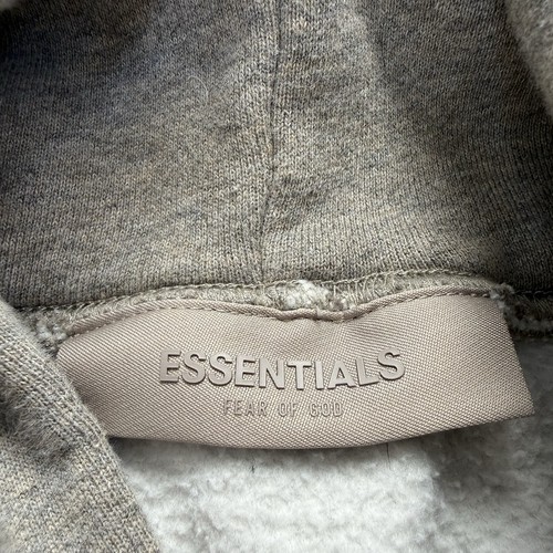 Fear of God Essentials grau schwarz schwerer Fleece Hoodie Pullover Logo Herren Large - Bild 5 von 14