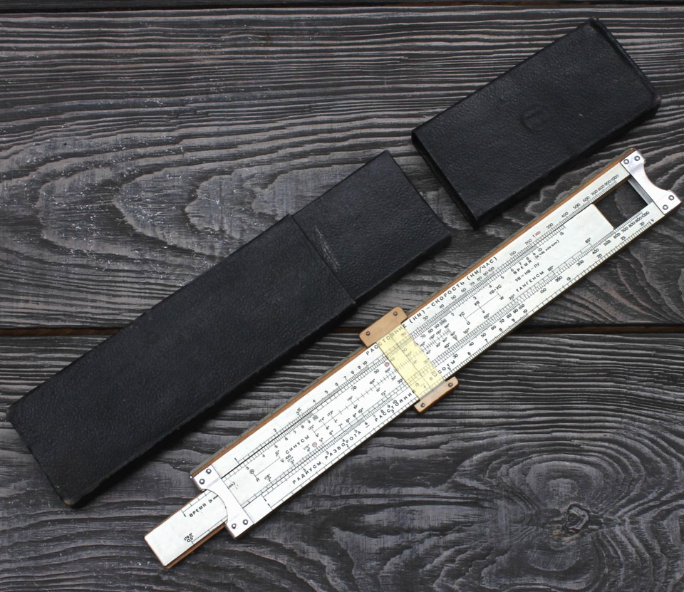 A genuine USSR Air Force aviation pilot's slide rule — Cold War-era Soviet aerospace analog computing doesn't get more jaw-dropping than this.