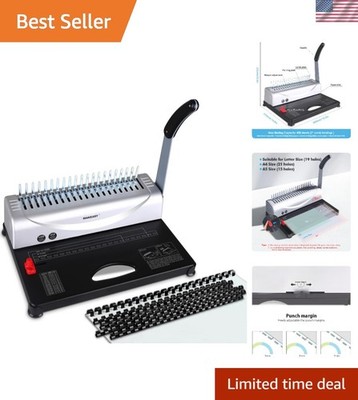 Lightweight Manual Comb Binder - 400 Sheets Capacity for A4/Ltr/A5 Documents