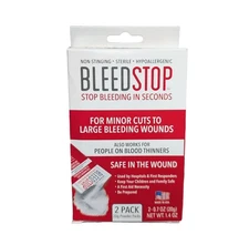 Bleedstop Stop Bleeding in Seconds Emergency First Aid (2) 20g Powder Packets