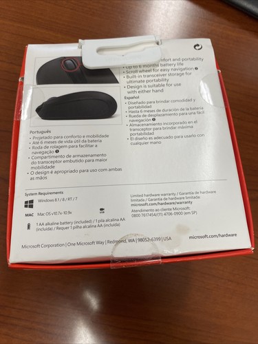 BRAND NEW Microsoft 1850 RED Wireless USB Optical Mouse FREE SHIPPING! - Afbeelding 2 van 2