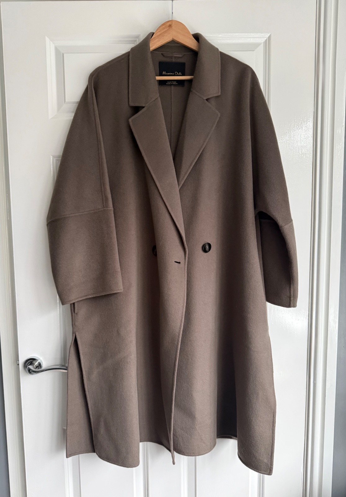 massimo dutti brown double faced wool coat with side slits size L RRP £299 image 9