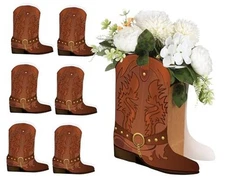 Weekgrat Set Brown Western Cowboy Boots Flower Boxes Centerpiece Boot Shape 8