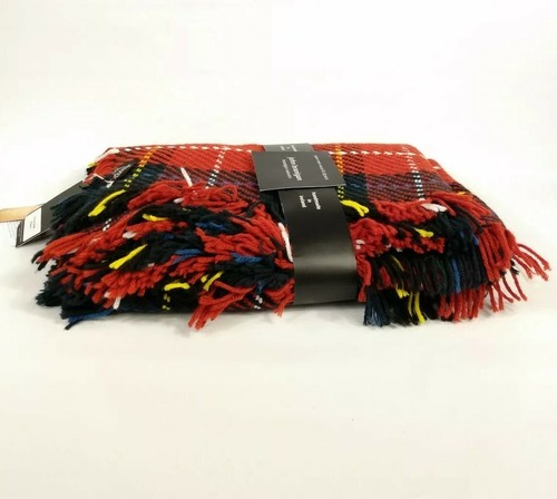 John Branigan Throw Blanket 50x66 Handmade Woven Wool Blend Alpaca OShea Red NWT - Picture 11 of 12