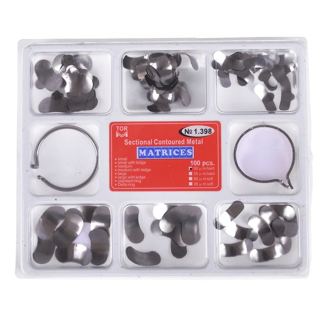 TOR VM 100pcs dental matrix bands sectional contoured matrices wedges NO1.398 Je TOR VM 100pcs dental matrix bands sectional contoured matrices wedges NO1.398 Je