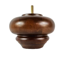 3" Turned Buns Walnut Tapered Furniture Wood Legs (05-1624) 5/16" Bolt  Set of 4