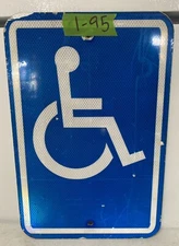 Traffic Road Street Sign Authentic Retired Wheel Chair Handicapped 12"X18" 1-95