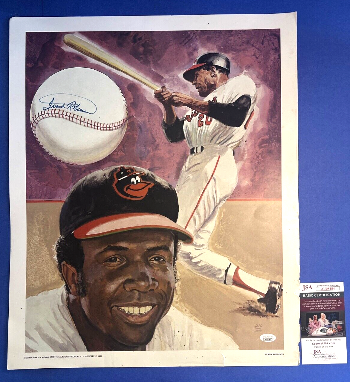 Frank Robinson Autographed Signed Baltimore Orioles 18x22 Lithograph 210/1000 JSA AU08484 