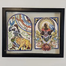 ART - Original Painting - Folk Art - Goddess 15x12 Framed Modern Art x2