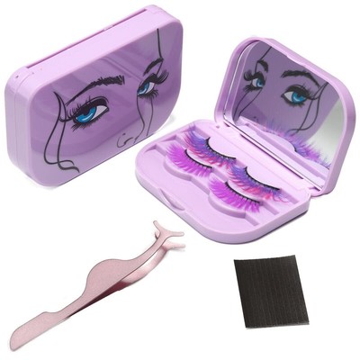 False Eyelash Storage Case with Mirror Lash Organizer Holder Box Empty Make