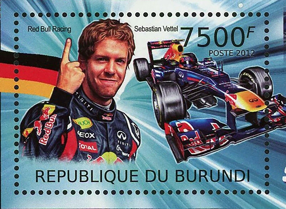 Sello Fórmula 1 F1 Sebastian Vettel Transporte Carreras Deporte S/S MNH #2470 Foto 2 de 4