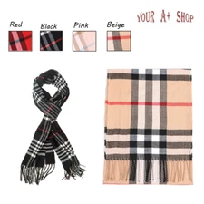 Scarf 100% CASHMERE Camel Plaid Tartan Design Soft Warm Made In SCOTLAND