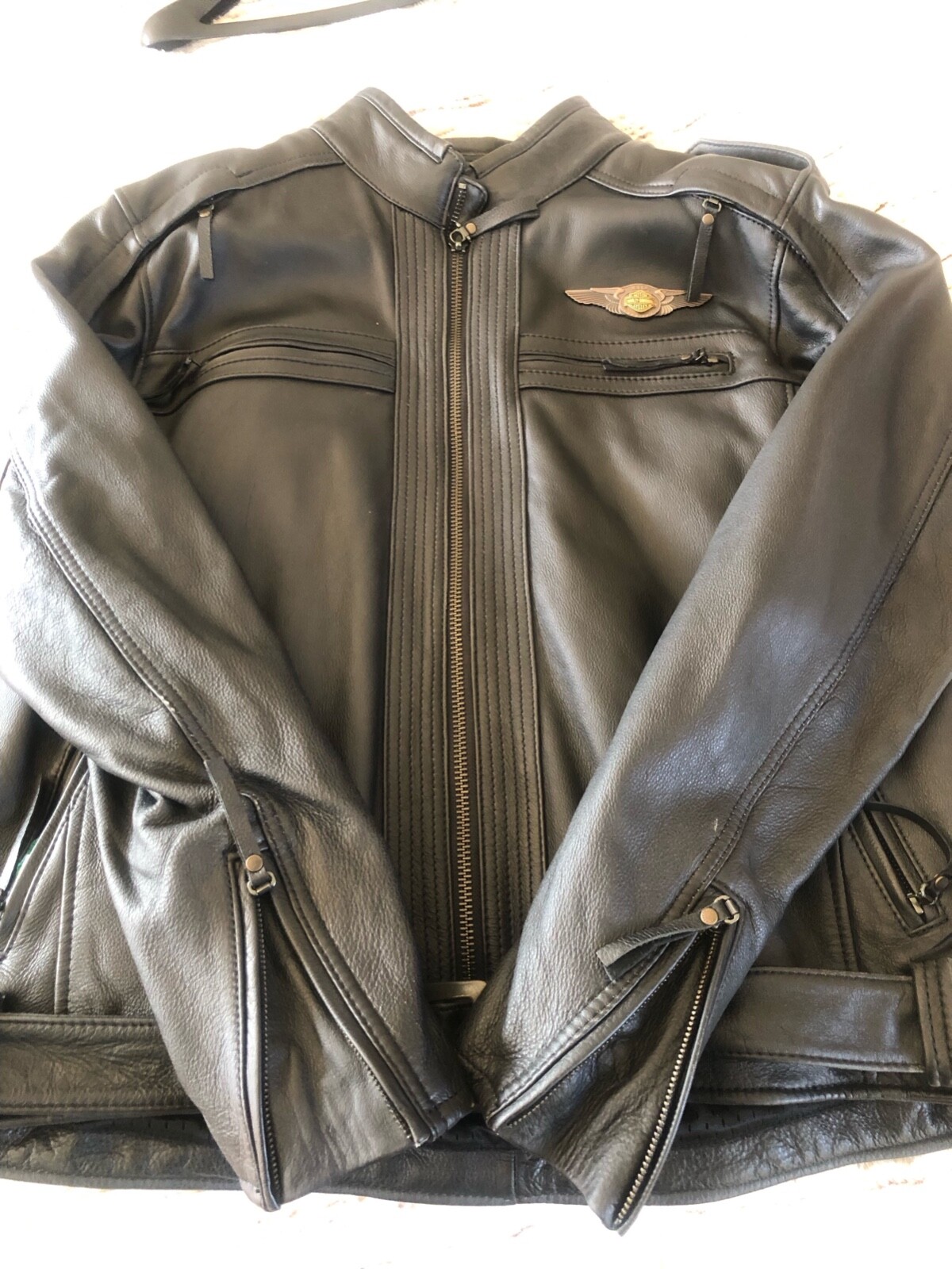 HARLEY DAVIDSON 110TH ANNIVERSARY LEATHER JACKET WITH LINER RARE LIMITED EDITION image 3