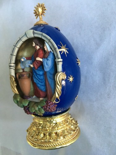 Franklin neuwertig FABERGE EGG 4 3/4" hoch ""WASSER IN WINE"" Sammlerstück nummeriert + Box - Bild 4 von 12