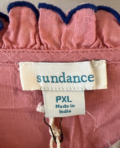 NWT Sundance Catalog Pink Blue Embroidery Eyelet Peasant Blouse, Size PXL $150 - Picture 3 of 4
