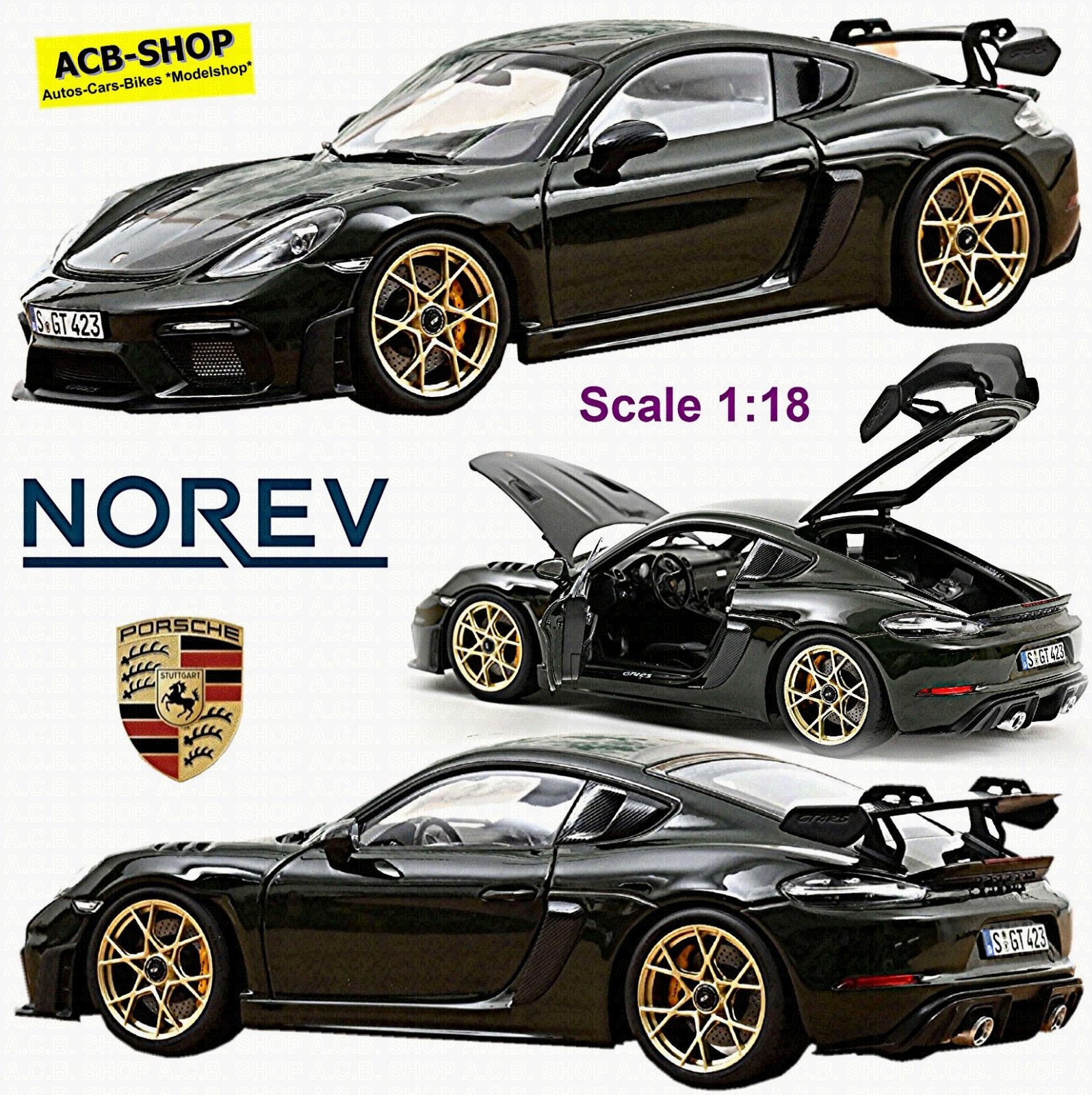 Porsche Cayman GT4 Rs With Weissachpaket 2023 Brewstergreen 1:18 Norev 187250