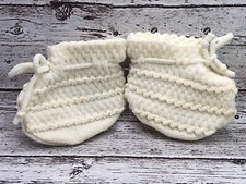 1960s White Nylon Booties for Baby Dolls 3.5" x 2" x 4" Original Ties DS13