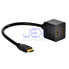 HDMI 2-Way Y Splitter Cable Male to 2X Female HDMI Cable PC/DVD to TV/Projector 