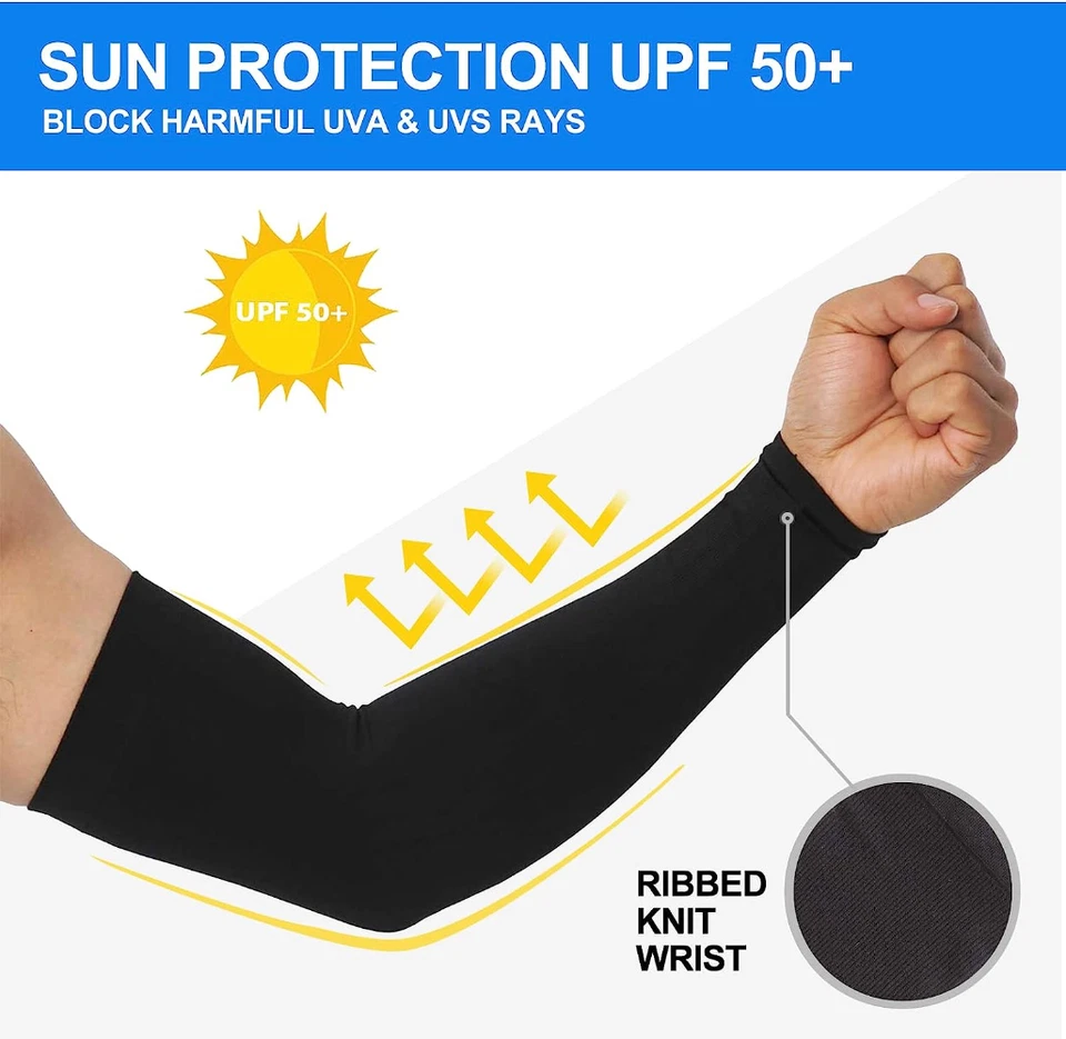 2 Pairs UV Protection Cooling Arm Sleeves UPF 50 Sun Sleeves for Men Women Youth - Image 3 of 4