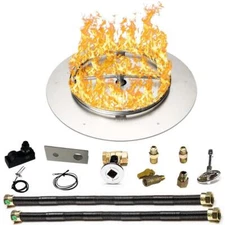 Dreffco Stainless Fire Pit Burner Pan & Ring Deluxe Kit NG LP 18" 22" 30" 36"