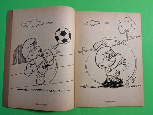 1983 Here Come The Smurfs Coloring Book - Vtg 80s Peyo Happy House - Uncolored - 第 4/10 張圖片