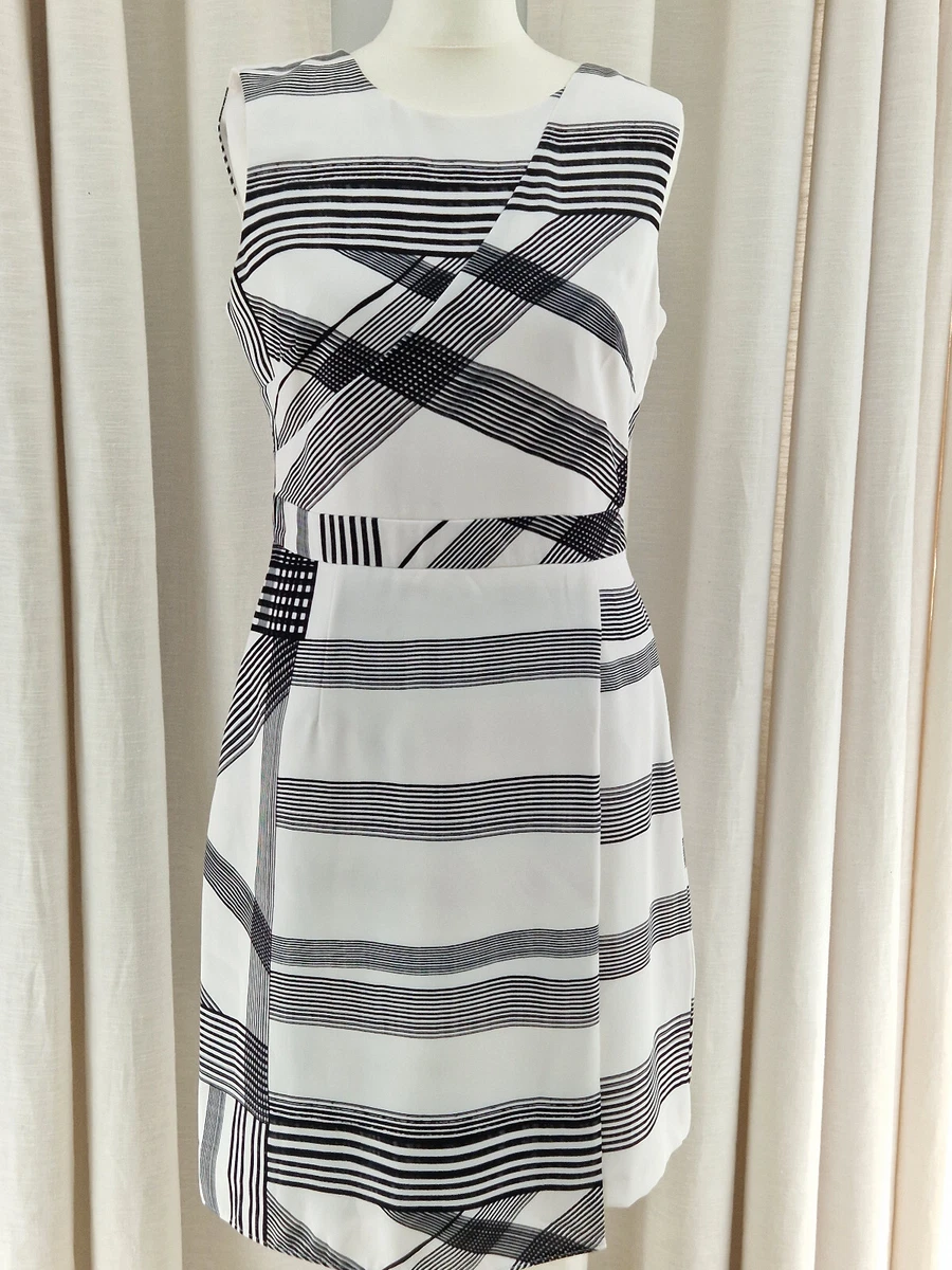 Ted Baker Black u0026amp; White Wrap Over Dress Size 12 Ted Size 3 WINSLET |  eBay