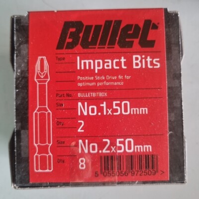 Bullet 10 Stück Pozi 50 mm schwarz Schlagschrauber Schlagschrauber Bit Set