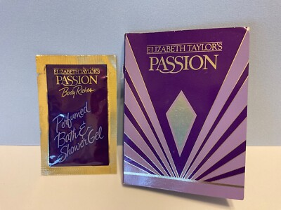 Passion Eau de Toilette by Elizabeth Taylor, w/ Bath gel, original samples. 1988