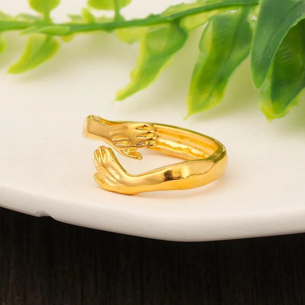 Jewelry Gifts Wedding Couple Lovers Hand Ring Love Hug Adjustable